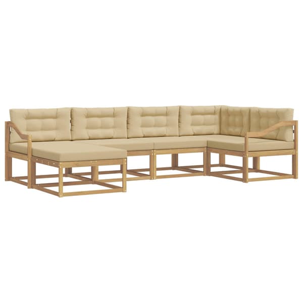 Utomhussoffset med kudde 5 pcs Vit och Beige Polyester