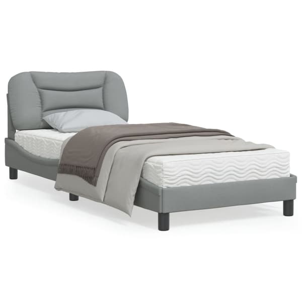 Bed Frame without Mattress "Hvar" Light Grey 90x190 cm Fabric