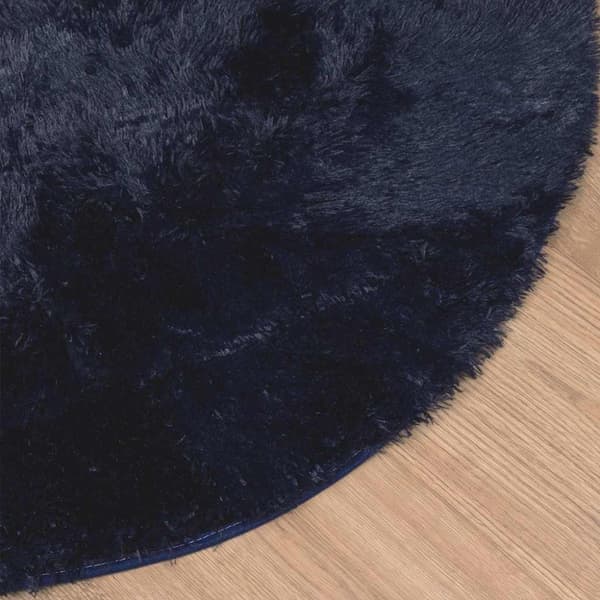 Ryamatta med lång lugg NAVARRA marinblå 100x100 cm polyester