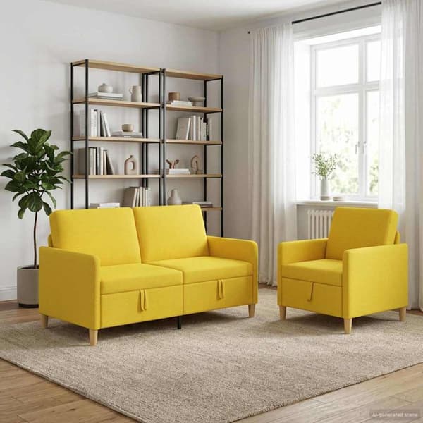 Soffgrupp med förvaring 2 pcs Ljusgul Polyester