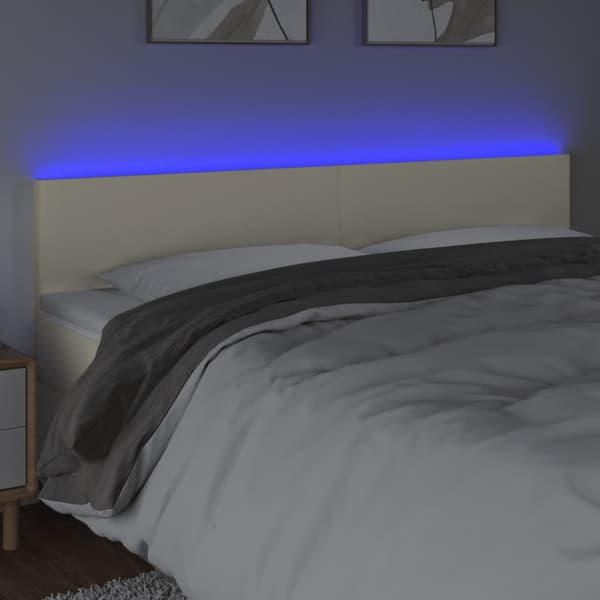 Sänggavel LED gräddvit 180x5x78/88 cm konstläder