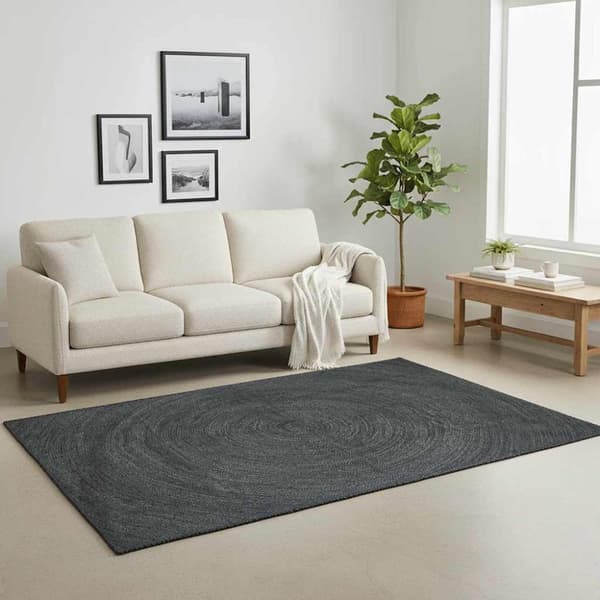 Områdesmattor Rektangulär Mörkgrå 120 x 170 cm Jute