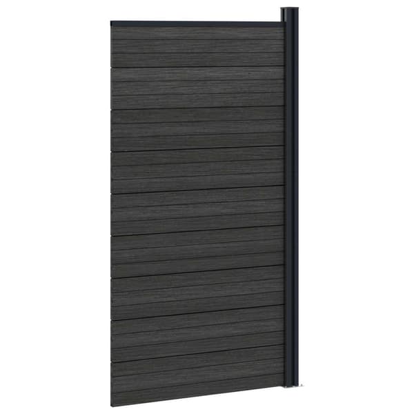 Stängselpanel WPC och aluminium Svart