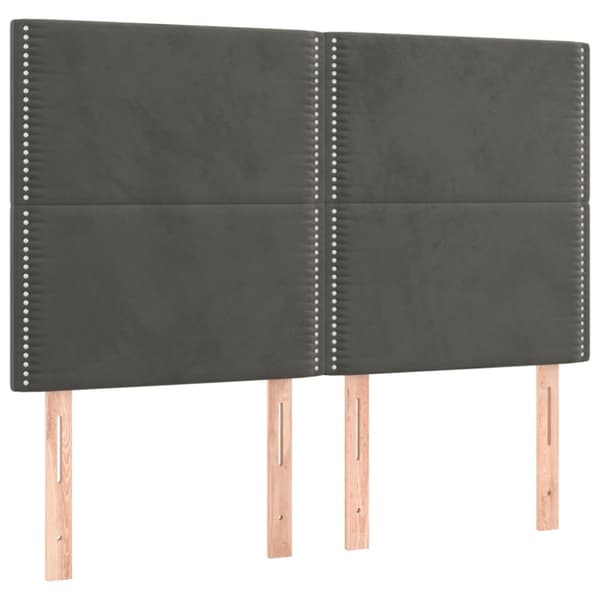 Sänggavel mörkgrå 144x5x118/128 cm sammet