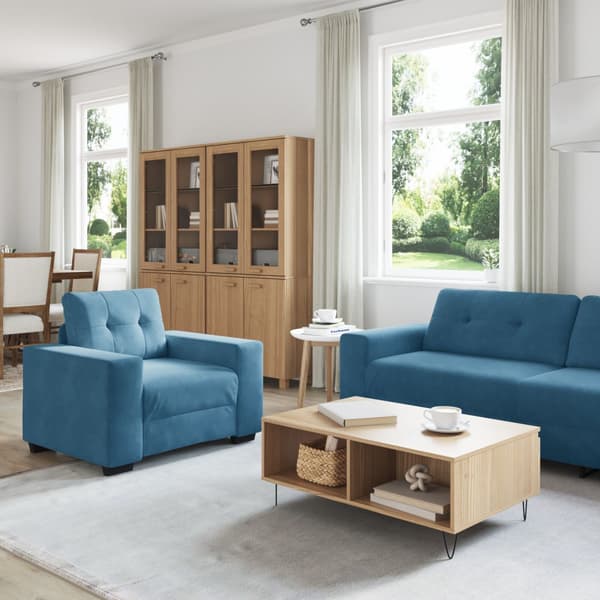 Soffset 3 pcs Blå 221 x 80 x 80 cm Sammet