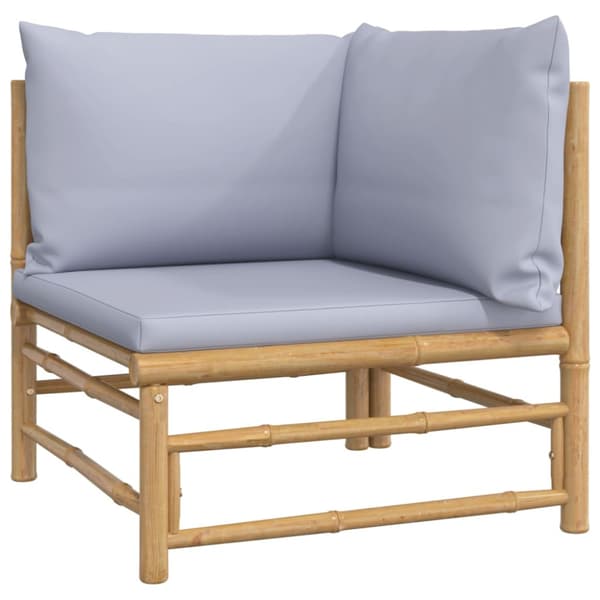 Loungegrupp 9 delar ljusgråa dynor bambu