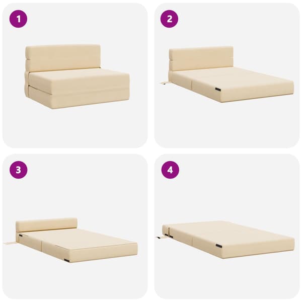 Fällbar Soffbed Gräddvit 70 x 72 x 60 cm Tyg