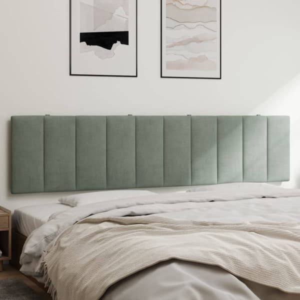 Headboard Cushion "Hanko" Light Grey 200 cm Velvet