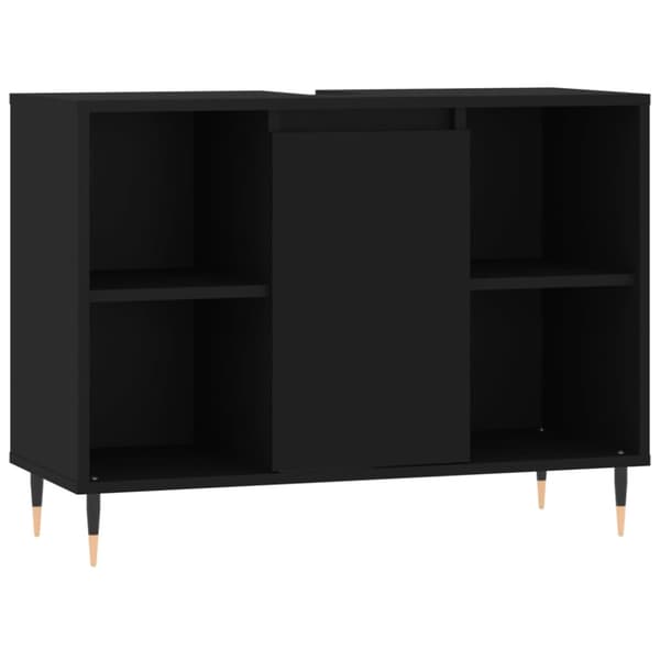 Badrumsskåp svart 80x33x60 cm konstruerat trä