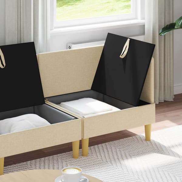Möbelset för vardagsrummet med kudde 4 pcs Gräddvit Tyg