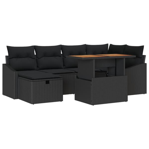 Trädgårdsoffset 7 pcs Svart konstrotting