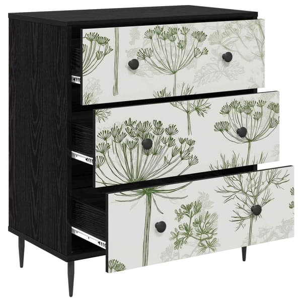 Kommode GOTHA Grön trädtryck 66 x 36,5 x 76 cm Konstruerat trä