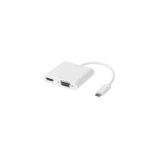 Adapter DELTACO HDMI/VGA/ljud/USB-C vit