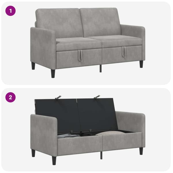 Soffa med förvaring Ljusgrå 152 x 78 x 87 cm Polyester