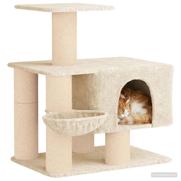 Kattträd med sisal klöspelare Gräddvit 96 cm