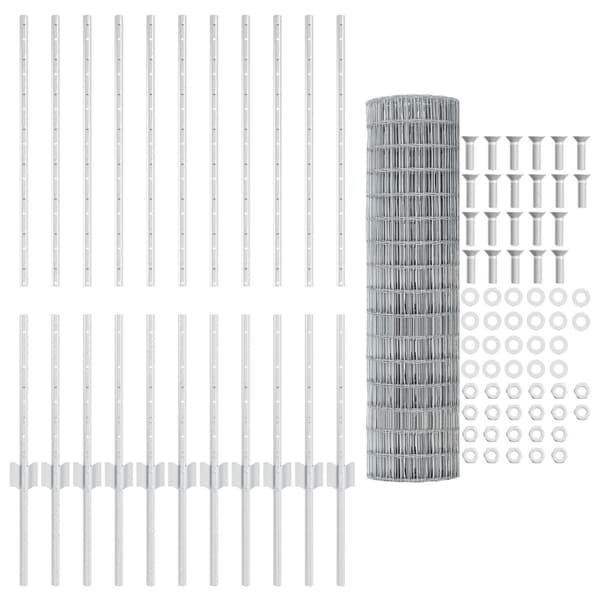 Stängsel med stolpe Silver 1 x 25 m Stål
