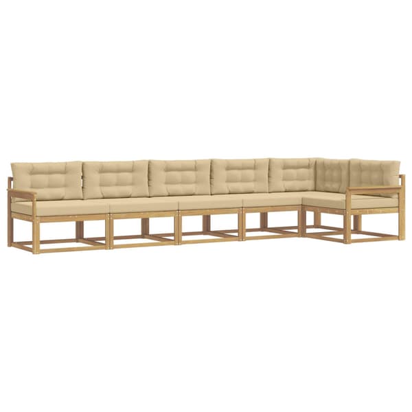 Utomhussoffset med kudde 4 pcs Vit och Beige Polyester