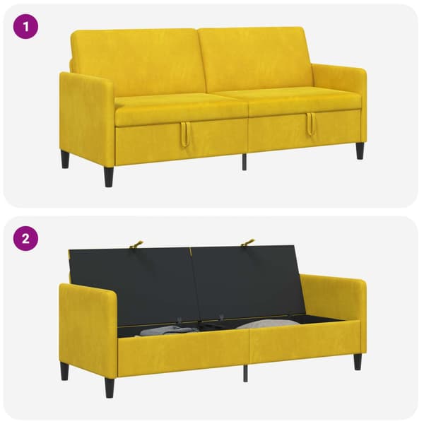 Soffa med förvaring Gul 192 x 78 x 87 cm Polyester