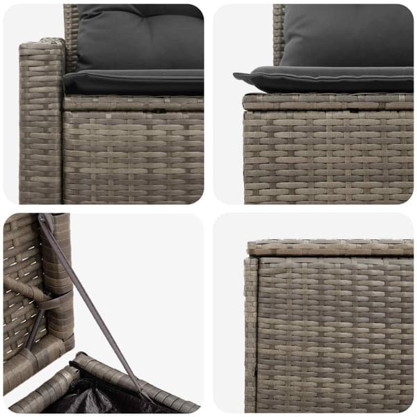 Soffset 7 pcs Grå och mörkgrå Poly Rattan och stål