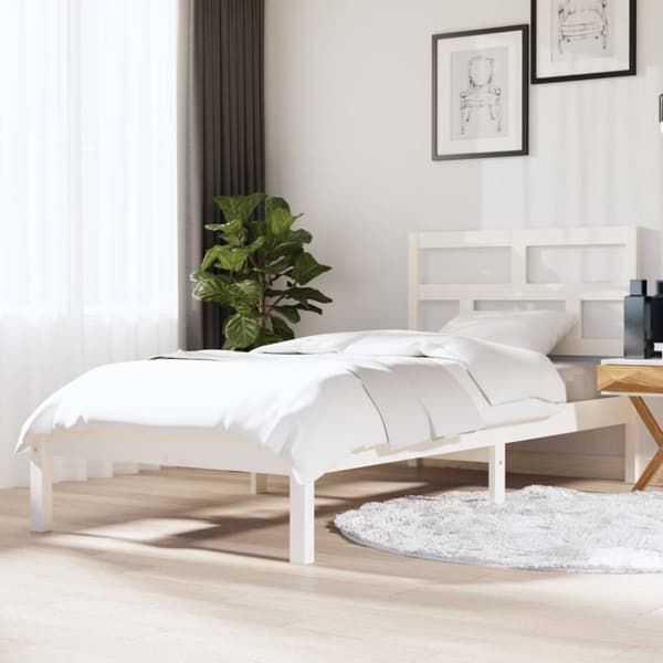 Sängram massiv furu 90x190 cm vit