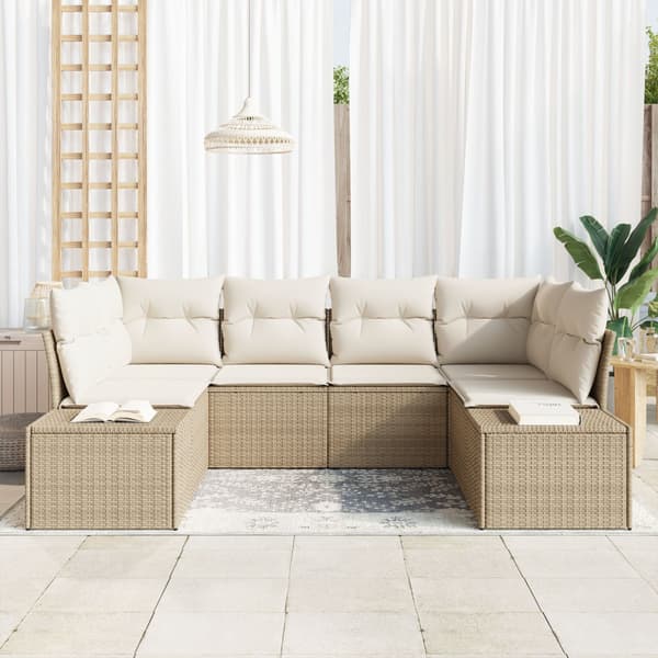 Trädgårdsoffset 6 st Beige konstrotting