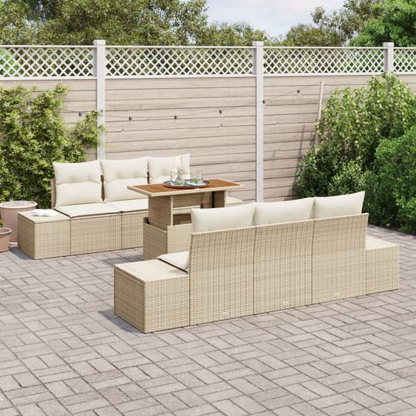 Trädgårdsoffset 7 st Beige konstrotting