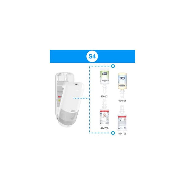 Dispenser TORK S4 tvål/handsprit vit
