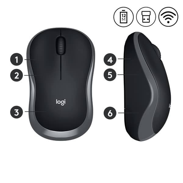 Logitech M185 datormöss Ambidextrous RF Trådlös Optisk 1000 DPI