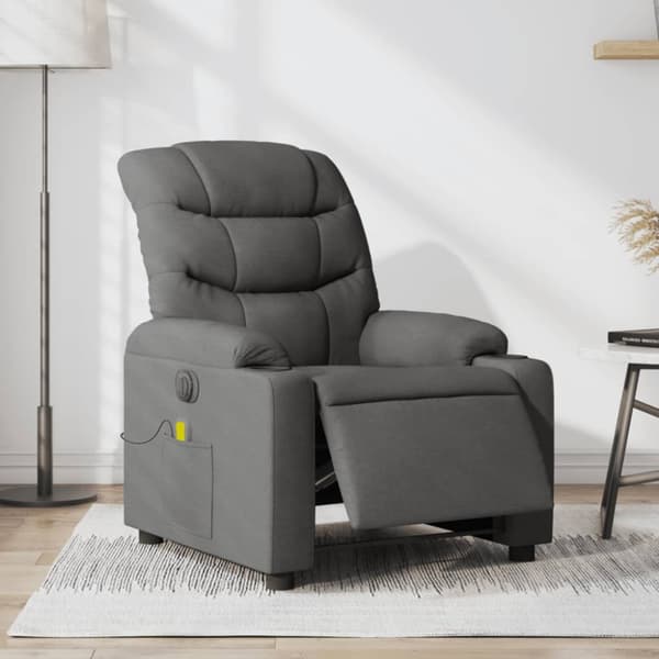 Elektrisk massagefåtölj mörkgrå tyg