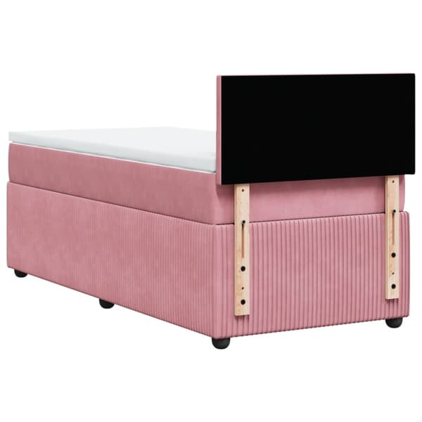 Ramsäng med madrass rosa 90x190 cm sammet