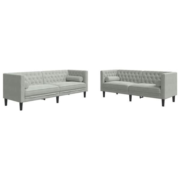 Vardagsrumsoffa 2 pcs Ljusgrå 194 x 74,5 x 70,5 cm Sammet
