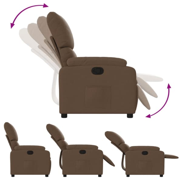 Reclinerfåtölj brun tyg