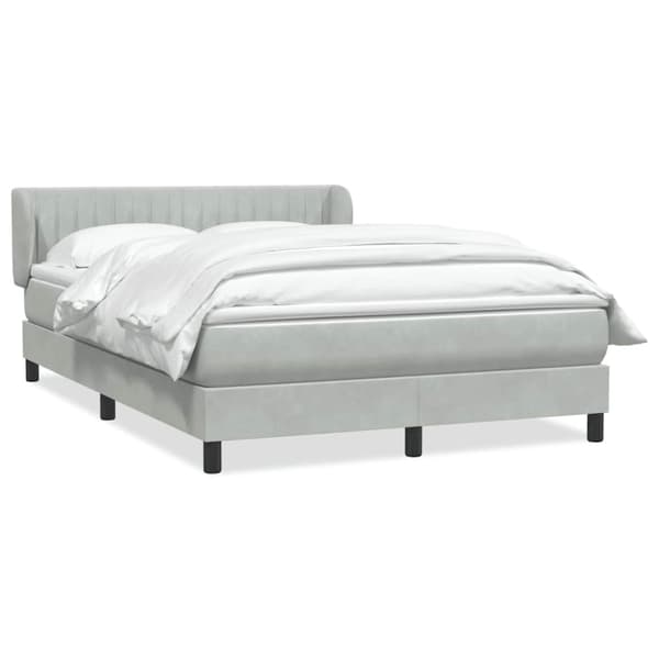 Ramsäng med madrass ljusgrå 160x210 cm sammet
