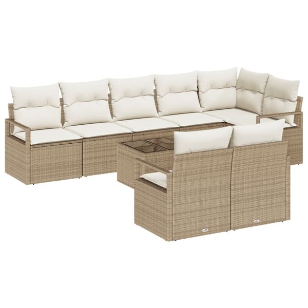 Soffset med kudde 9 pcs Beige konstrotting