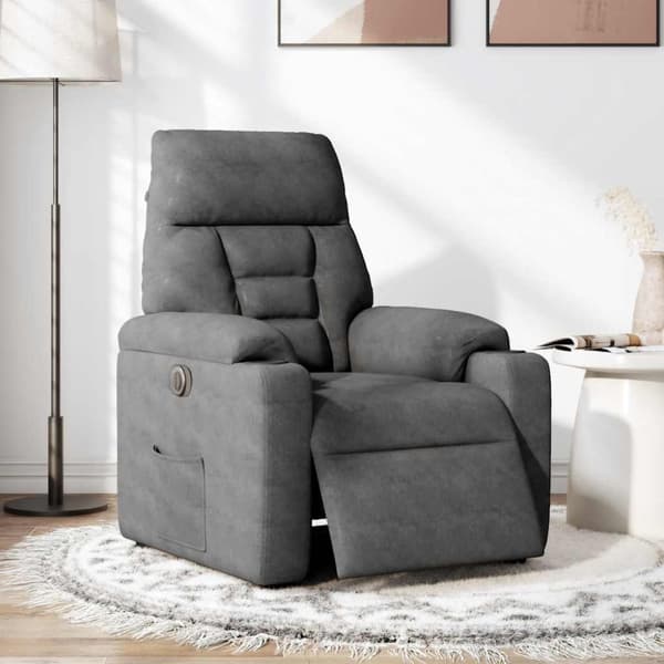 Elektrisk reclinerfåtölj mörkgrå mikrofibertyg