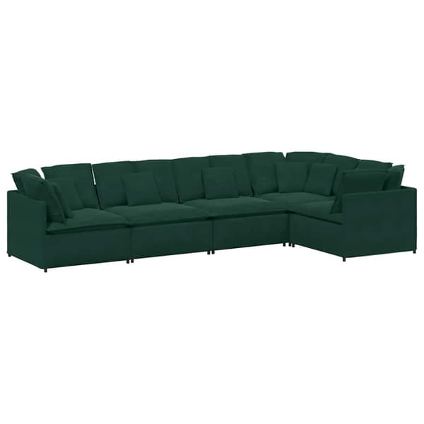 Modulsoffa med dynor sammet mörkgrön