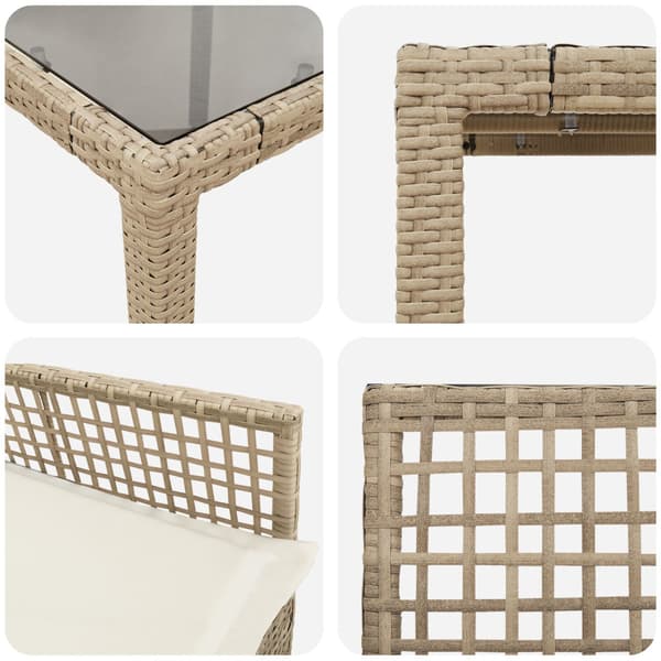 Trädgårdsmöbelset 5 pcs Beige konstrotting