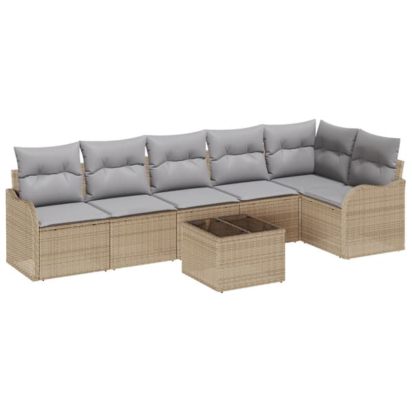 Trädgårdsoffset 7 pcs Beige konstrotting