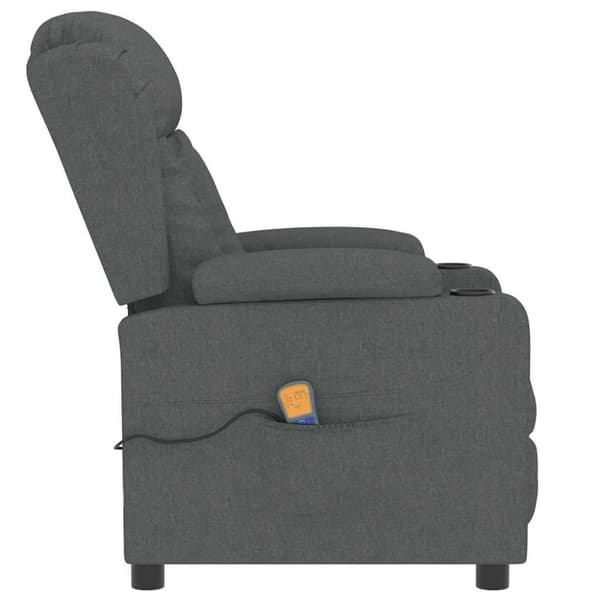 Massagefåtölj mörkgrå tyg