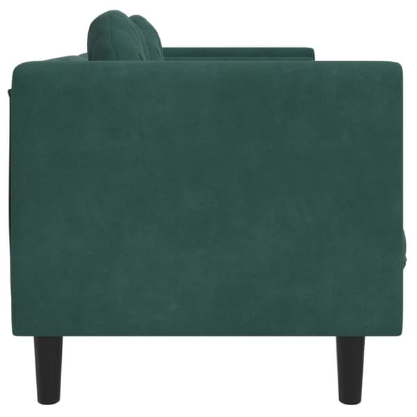 Soffa med kuddar 2-sits mörkgrön sammet