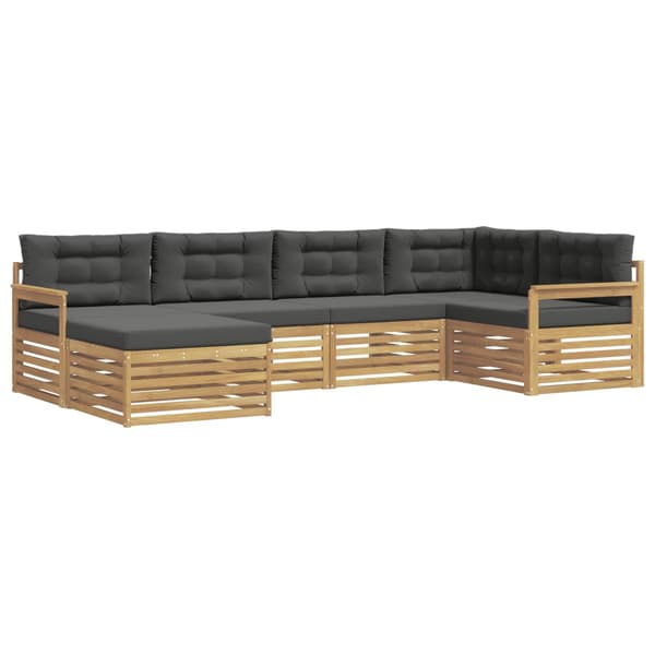 Utomhussoffset med kudde 6 pcs Vit och antracit Polyester