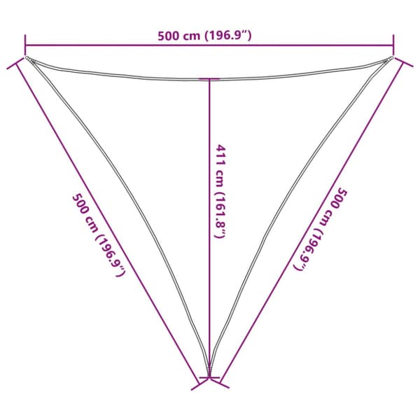 Solsegel 160 g/m² triangulär ljusgrå 5x5x5 m HDPE