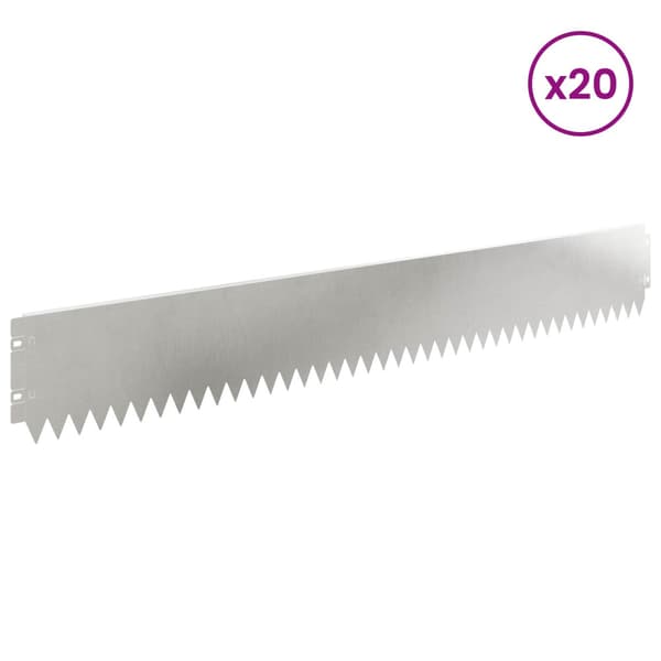 Kant för gräsmatta 20 pcs 103 x 15 cm Stål Silver
