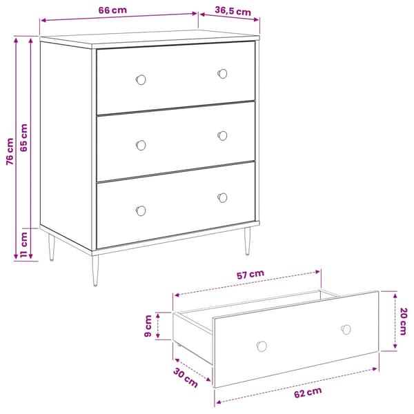 Kommode ESSEN Solrosmönster 66 x 36,5 x 76 cm Konstruerat trä