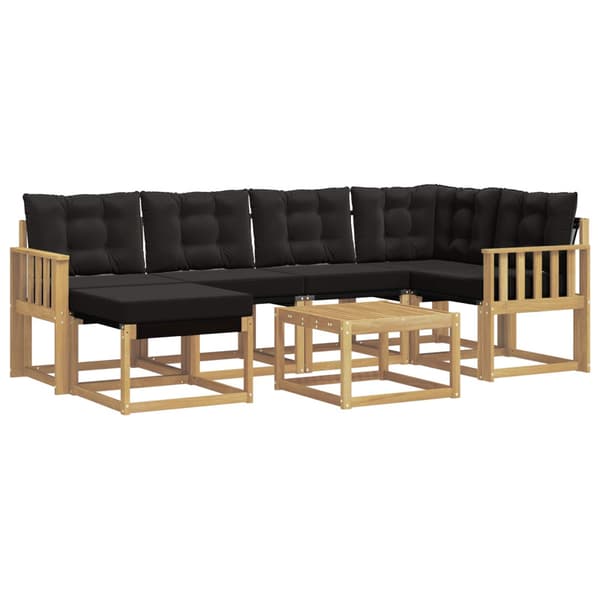 Utomhussoffset med kudde 7 pcs Vit och svart