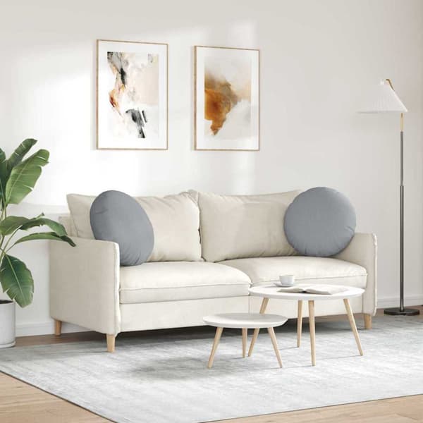 Sittkuddar 2 pcs Ljusgrå Ø50 x 19 cm tyg