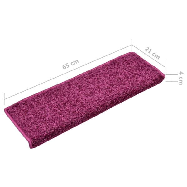 Trappmattor 15 st 65x21x4 cm violett rektangulär kant