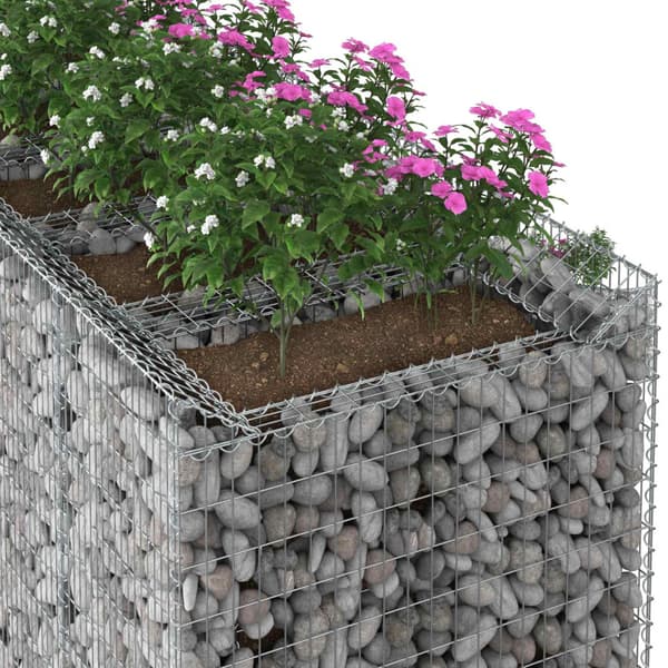 Gabion upphöjd säng 3 pcs Silver