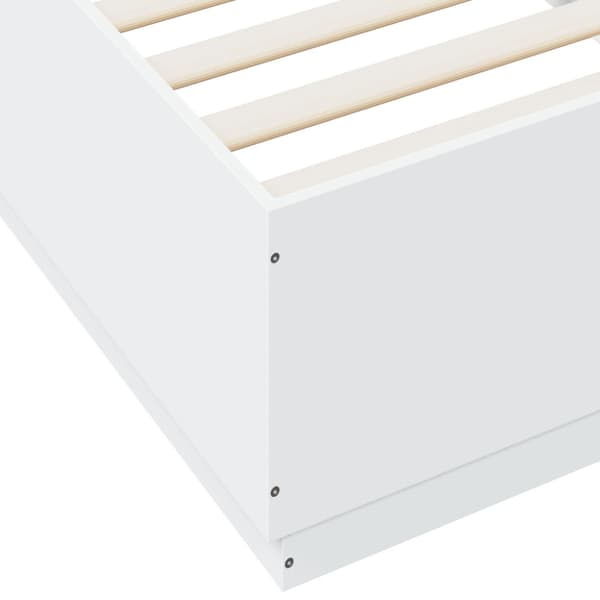 Sängram med LEDs vit 90x200 cm konstruerat trä