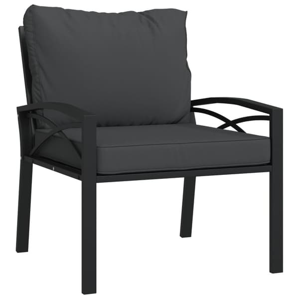 Trädgårdsstol med grå dynor 68x76x79 cm stål